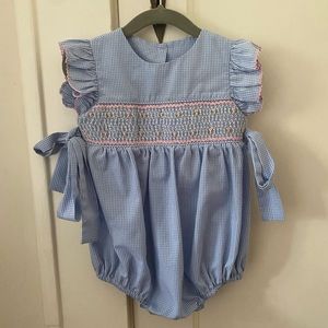 Delaney Blue and Pink smocked bubble